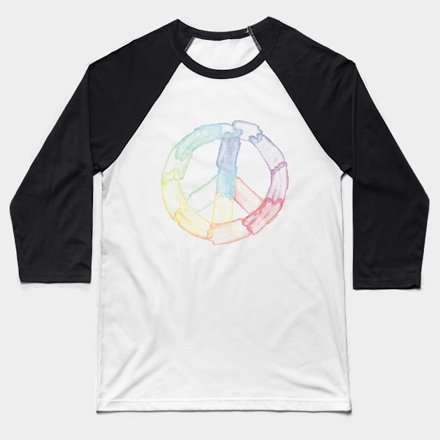 Watercolor Peace Sign Baseball T-Shirt by Penny Jane Studios